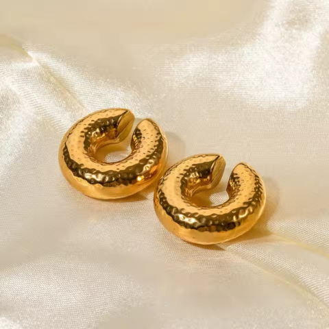 Gold Textured Chunky Ear Cuff Set
